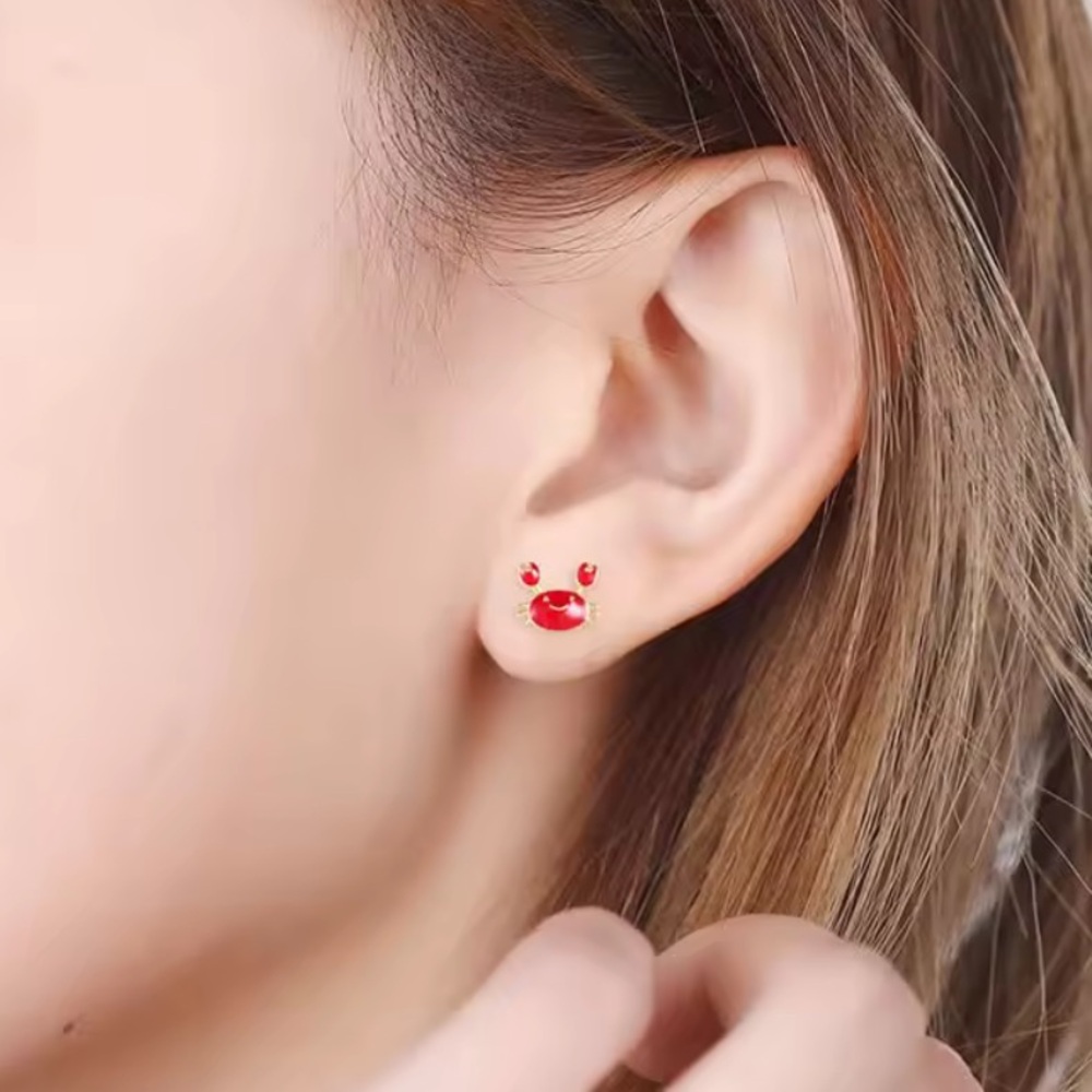 Smiling Red Crab Earrings - Picture 2 of 2